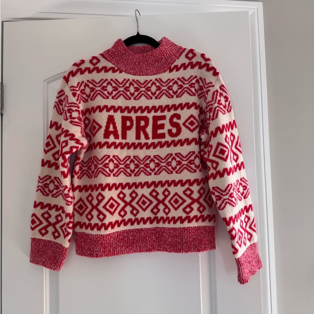 a new day Red and White Cowl Sweater - Apres Ski